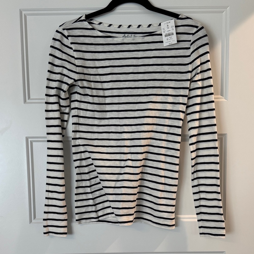 NWT J Crew Black & White Striped Artist Tee